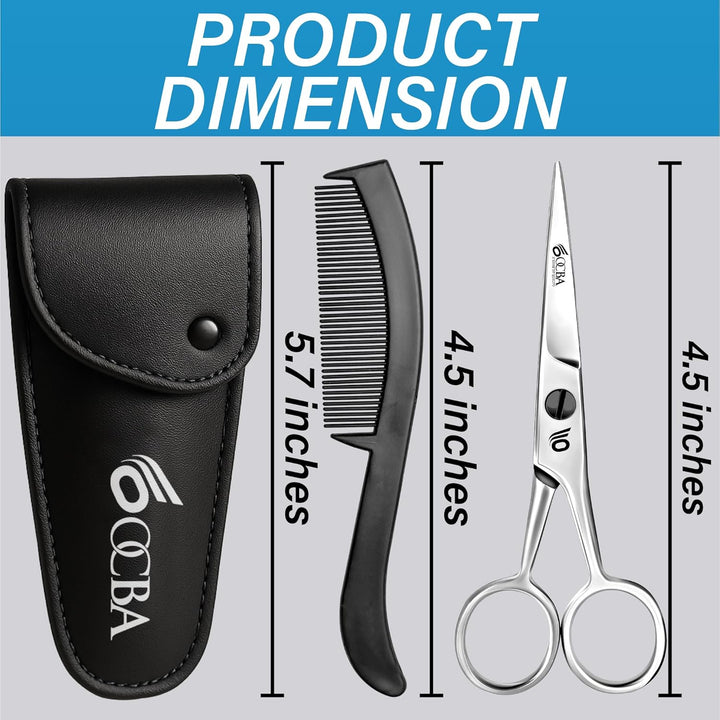 Beard Scissor Professional Moustache Scissors Ear and Nose Hair Trimming Scissors Stainless Steel, Safety Use for Eyebrows