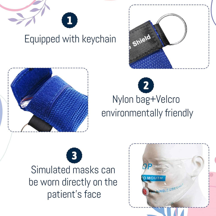4PCS CPR Face Shields Portable anti Choking for Rescue Device CPR Mask Keychain Ring Cross-Infection Prevention Mouth-To-Mouth Protection Emergency Device for Preventing Accidents