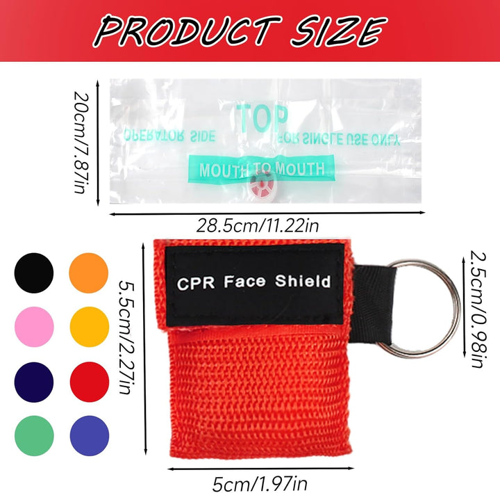8 Piece CPR Face Shields, Resuscitation Face Shield First Aid with One Way Valve Breathing Barrier, Keychain Rescue Face Shields Emergency, Portable Keychain Emergency Kit for First Aid Aed Training