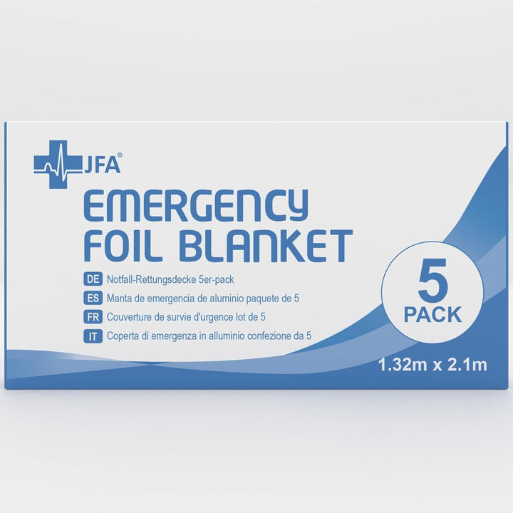 5 X Individually Packaged Medical First Aid Foil Survival Blankets for Personal Use - Reflective to Maintain Body Heat