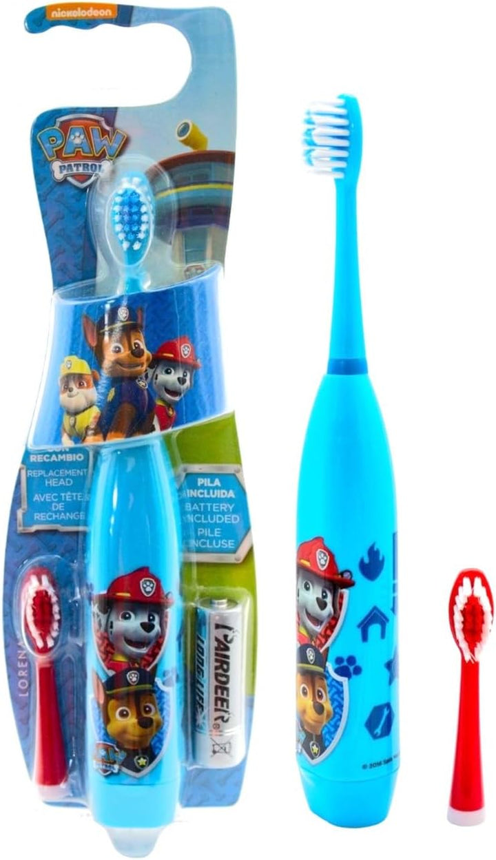 Paw Patrol Battery Powered Electric Toothbrush for Kids – Soft Zig-Zag Bristles, Easy-Grip Handle, Extra Replacement Head & Battery Included | Gentle, Effective, and Fun Oral Care for Children Ages 3+