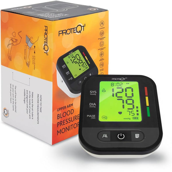 Proteqt Arm Blood Pressure Monitor: Dual User, Approved NHS UK Blood Pressure Monitors, Large 4-Color LCD & Adjustable Cuff, Irregular Heartbeat Detection