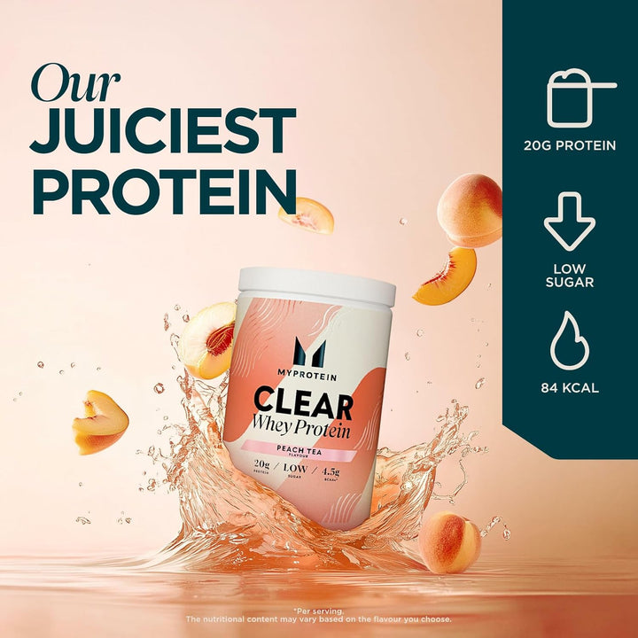 Clear Whey Protein Isolate Powder - Peach Tea - 488G - 20 Servings - Cool and Refreshing Whey Protein Shake Alternative - 20G Protein and 4G BCAA per Serving