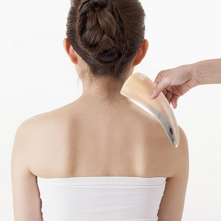 Natural Thickened Buffalo Horn Guasha Board Ergonomic Scraping Massage Tool for Body and Face Relief Portable Gua Sha Plate with Smooth Polished Surface