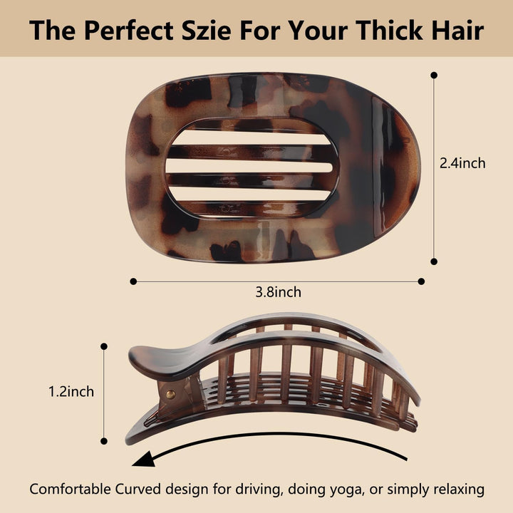 Flat Claw Clip, 4 Pcs Flat Hair Clips for Women, Curved Design Hair Clips for Thick Thin Hairs, Hair Accessories for Women and Girls