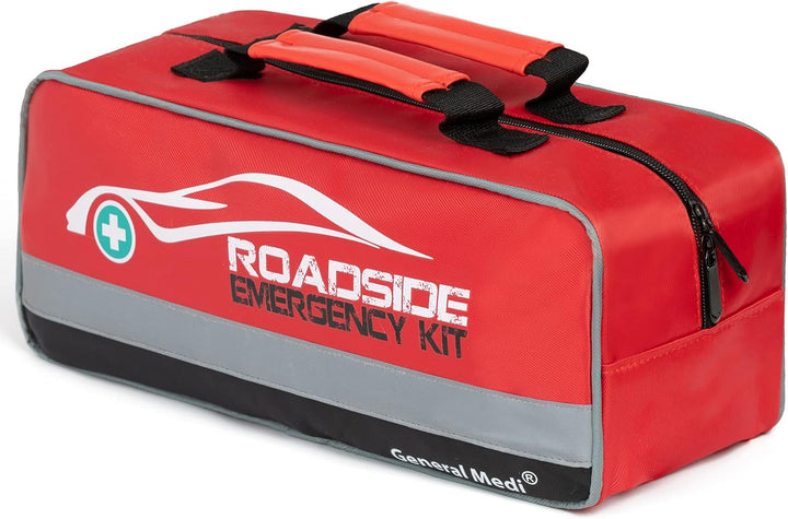 127-Pieces Roadside Car Emergency Kit Include Mini First Aid Kit, Jumper Cables,Tow Rope, Bandage, Safety Vest, Emergency Triangle, All in One Pack