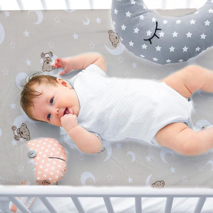 2 X Cot Bed Fitted Sheets, 60 X 120 Cm Easy Care Fine Quality Breathable Polycotton Cot Sheet (Sleeping Teddy-60 X 120Cm)