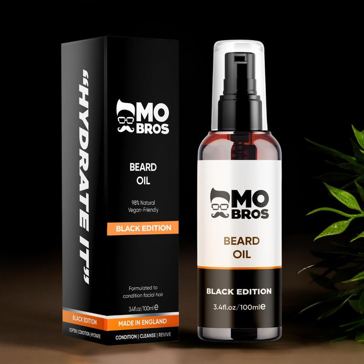 Mo Bros Beard Oil 100Ml - Black Edition. Cologne Inspired. Nourishing and Conditioning Formula. Rich in Omegas and Vitamin E, Promotes Healthy Beard Growth.