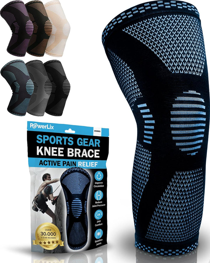 Knee Compression Sleeve - Best Knee Brace for Knee Pain for Men & Women Knee Support for Running, Basketball, Volleyball, Weightlifting, Gym, Workout, Sports
