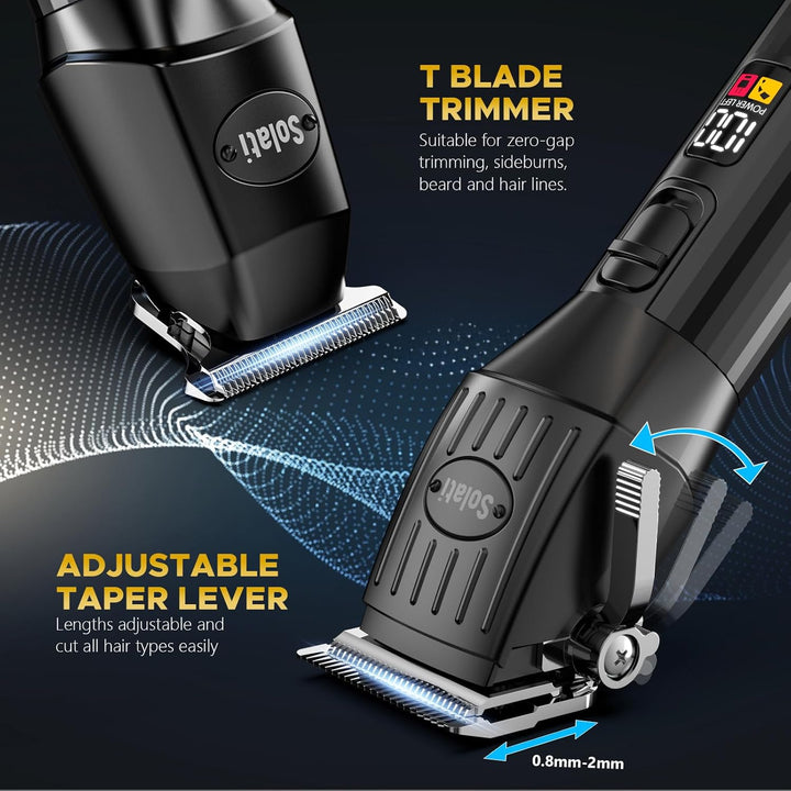 Professional Hair Clippers and Beard Trimmer for Men, Cordless Hair Trimmer Barber Clippers Hair Cutting Kit Rechargeable T-Blade Shaver Haircut Grooming Set with 10 Guide Combs Gifts for Men