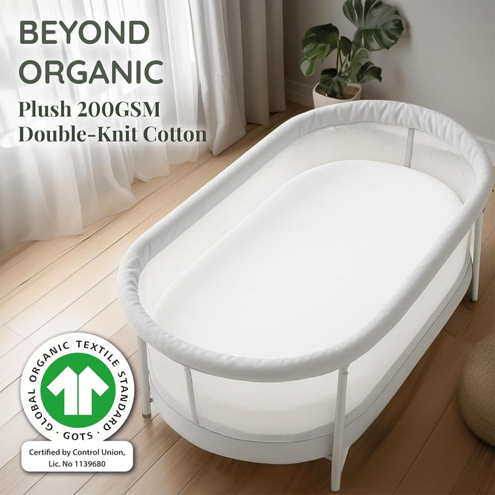 Organic Snuzpod 4 Compatible Crib Sheets - Thickest & Softest 2000GSM GOTS 100% Organic Cotton – Set of 2 Snuzpod Fitted Sheets – Snuzpod 4 Fitted Sheet 40 X 75.5 – Premium Snuzpod Mattress Bedding