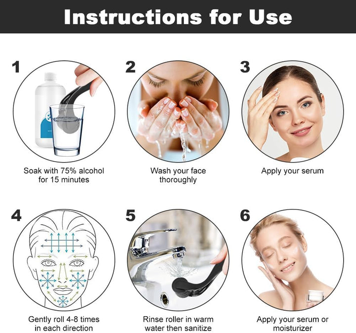 Derma Roller, 1Mm Microneedle Derma Roller for Men and Women, Professional Microneedling Derma Needling, Micro Needle Roller Facial Wrinkles Hair Loss Stretch Marks Hair Regrowth