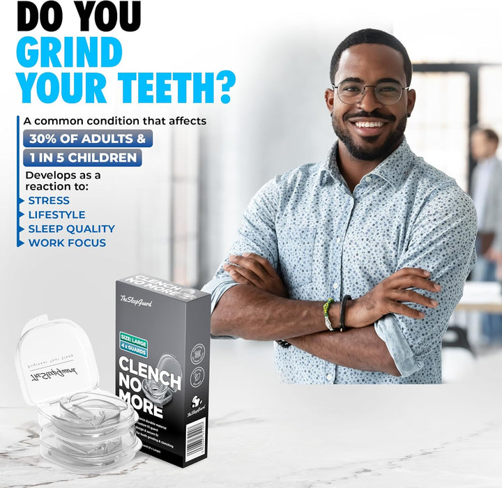 Mouth Guard for Clenching Teeth at Night [Pack of 4, Large Size - Men] – Custom Night Guards for Teeth Grinding – Nighttime Protection during Sleep for Adults