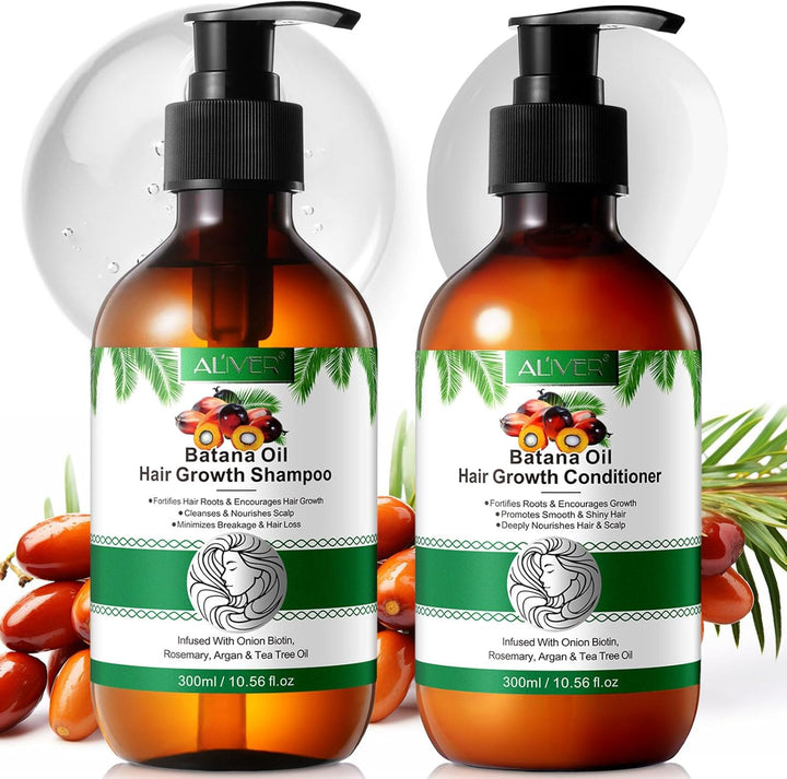 Batana Herbal Hair Growth Shampoo & Conditioner Set - Thinning Hair & Hair Loss Treatment for Women & Men, Thickening Product