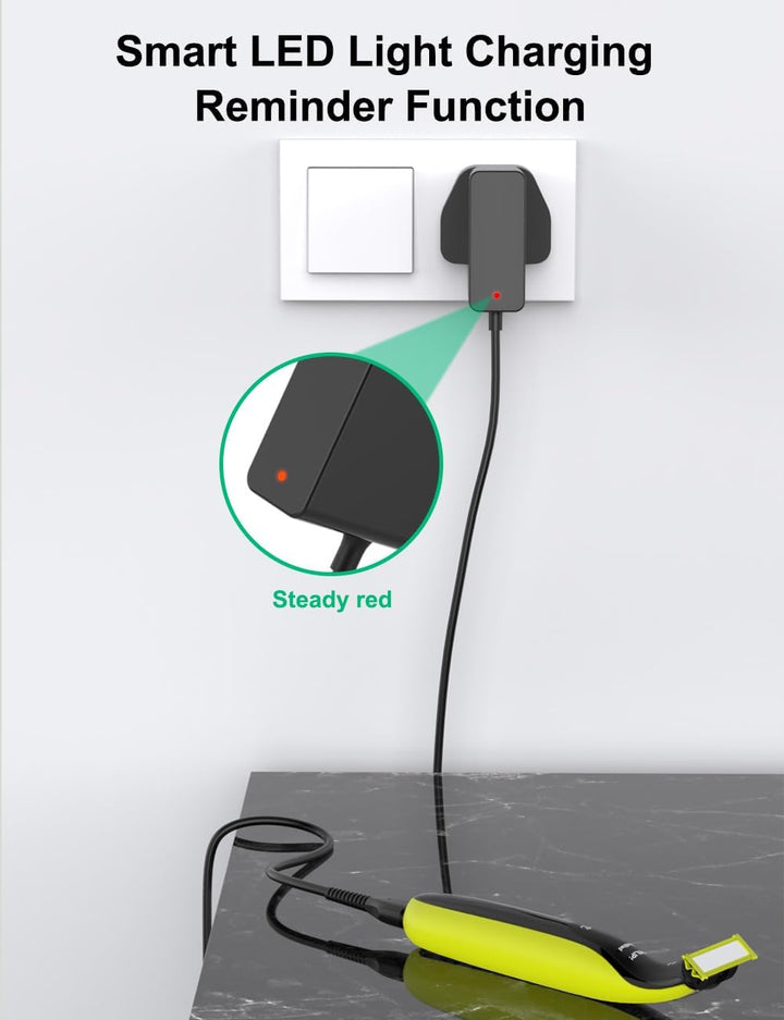 4.3V A00390 Charger Compatible with Philips One Blade MG3720, MG3730, MG5730, MG3740, BT3206, QP2520, QP2620, MG5720, MG3722, BT3208, QG3330 Razor Charging 1.5M Cable(Brush/Light)