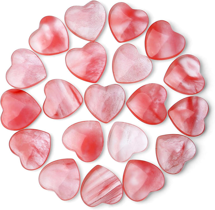 20PCS Heart Healing Crystals Gifts Gemstones Set Bulk Quartz Love Gem Stones Wholesale Polished Pocket Chakra Reiki Spiritual Wellbeing Stocking Filler Mini Small Gift for Women