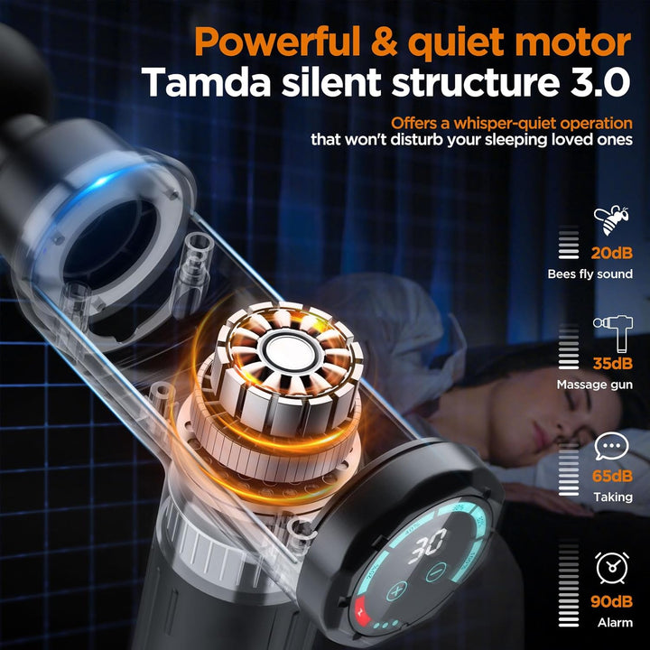 Massage Gun Deep Tissue, Portable Muscle Massage Device with 10 Massage Heads, 2025 Upgraded 30 Speeds Massager with LCD Touch Screen for Body Back Shoulder Muscle Relaxation