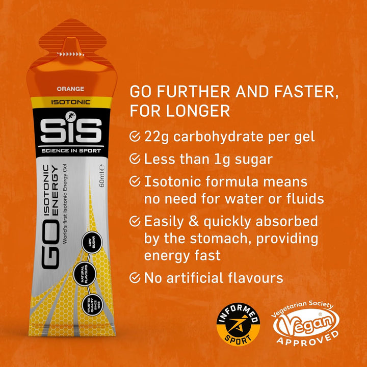 GO Isotonic Energy Gels, Running Gels with 22G Carbohydrates, Low Sugar, Variety Pack of Assorted Flavours, 60Ml per Serving (7 Pack)