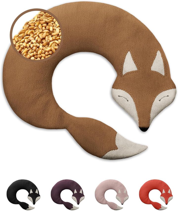 Wheat Bag Microwavable - 100% Organic Cotton and Organic Wheat - Fox Red - Microwave Pillow, Unscented - Snug Grain Pillow Ideal for Tension in Back, Neck and Shoulders