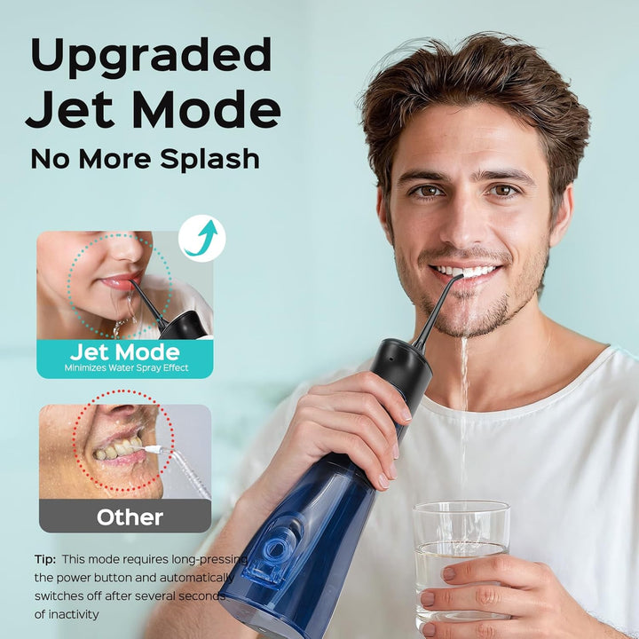Water Flosser for Teeth Cordless: 4 Modes & 20 Levels - Portable Irrigador Dental for Health - Conscious Sensitive Users Gums - Travel Home Use with 4 Jet Tips