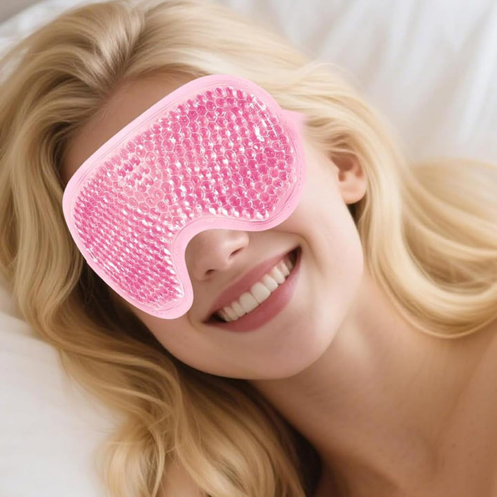 Cooling Eye Mask for Puffy Eyes, Reusable Hot Cold Therapy Gel Cold Eye Mask for Migraine, Headache, Dark Circles, Dry Swollen Eyes, Sinus Pain-Green (Pink 2Pcs)