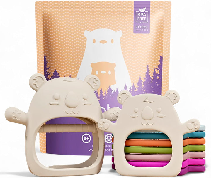 ® Teething Toys for Baby Gifts – Chipmunk Silicone Mitten Teether, Soothing Glove for Infants, Baby Toys 0-6 Months, Soft Chewable Teether Toy to Prevent Finger Sucking, CM Blue