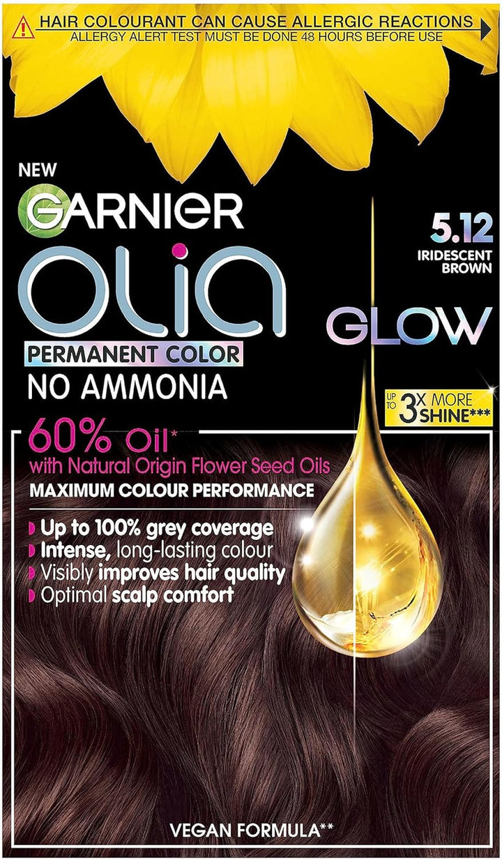 Garnier  5.0 Brown, Oil-Powered, No-Ammonia. 100% Grey Coverage. Luminous, Long-Lasting, Vibrant Brown Hair Color with Exceptional Shine and a Healthy, Nourished Feel.
