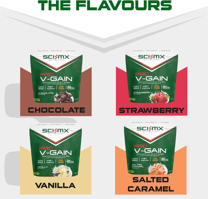 Pro-V Gain - 100% Vegan Vanilla Flavour Soy Protein Powder Isolate + B12 + Magnesium - Muscle Growth & Maintenance - Sugar Free, Non-Gmo - 2.2KG (49 Servings) 34G of Protein per Serving