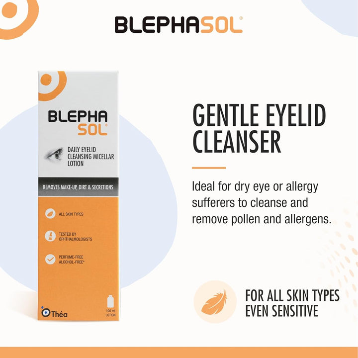 Blephasol Micellar Eyelid Cleansing Lotion | Gentle Removal of Dirt & Makeup | Suitable for Sensitive Skin/Eyelids | Perfume & Alcohol-Free | 2 PACK | 2 X 100 Ml Bottle