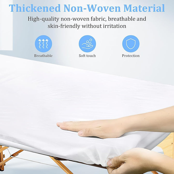 40 Pcs Disposable Fitted Sheets with Elastic, Disposable Massage Bed Sheets Covers for Spa Beauty Salon Waterproof Oil-Proof (White, 220 X 100 Cm)