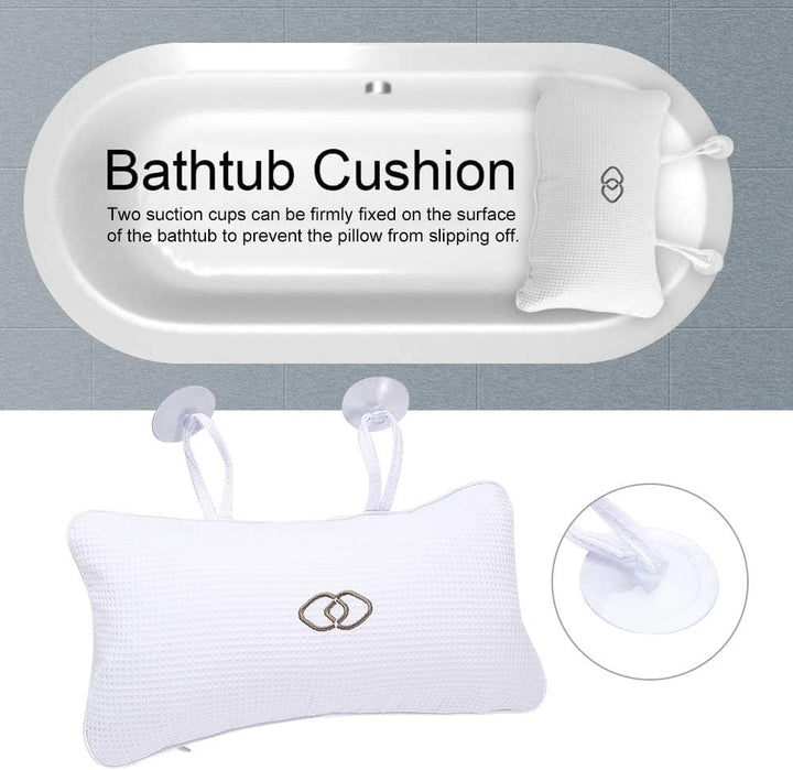 Anti-Slip Non-Slip Bathtub Pillow Bath Cushion Inflatable Bath Pillow with Suction Cups for Bathroom Home Spa Headrest