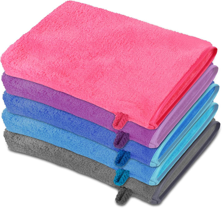 Microfibre Body Wash Mitts, 5PCS Flannel Face Mitt Makeup Remover Mitt for Face Body Bath SPA (5.91 * 8.27 Inches)