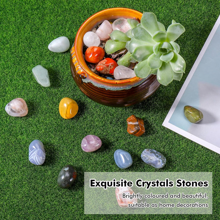 18 Pcs Healing Crystal Stones, Natural Gemstones Healing Crystal Gifts Palm Stones Reiki Chakra Crystals, Lucky Polished Pocket Stone for Anxiety Stress Relief, Balancing Yoga, Meditation