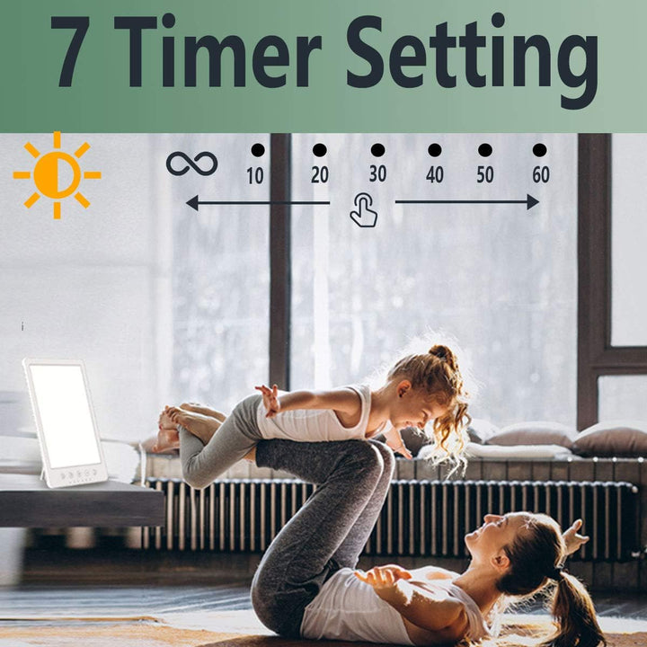 Sun Lamp 10000 Lux LED Energy Therapy White Warm Light with 7 Timer and 10 Adjustable Brightness and with Memory Function and 2 Flexible Placement. (White)