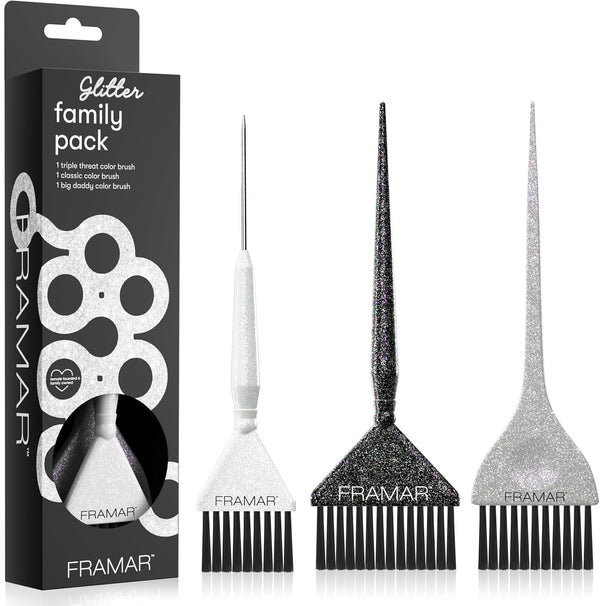 Hair Dye Brush Set – Hair Colour Brush for Hair Bleach Kit, Hair Tint Brush for Hair Lightener, Highlights Hair Dye Kit, Tinting Brush for Root Touch Up, Hair Highlighting Kit – 3 Pack Glitter