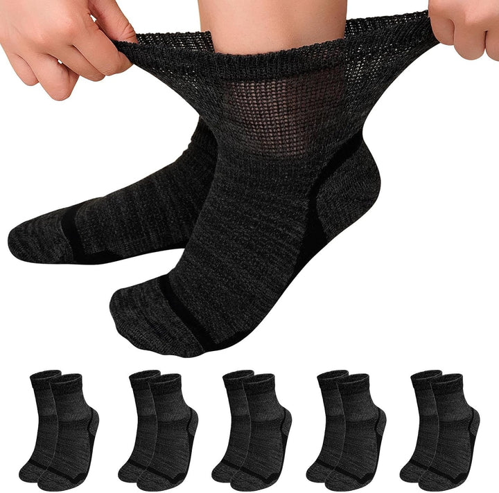 Bamboo Diabetic Socks for Women: Extra Wide Top Ankle Socks for Men - Non Elastic Gentle Loose Seamless for Swollen Feet Size 6-11 5 Pairs