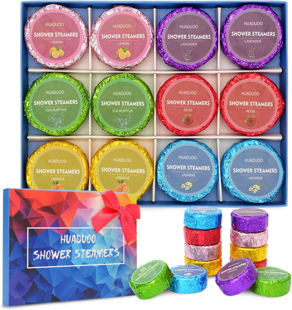Shower Steamers Aromatherapy 12 Pack - Mothers Day Gifts for Mom, Grandma, Birthday Gift Dad, Daughter, Best Friend, Travel Essentials, Stress Relief Spa,With Essential Oils,Self-Care