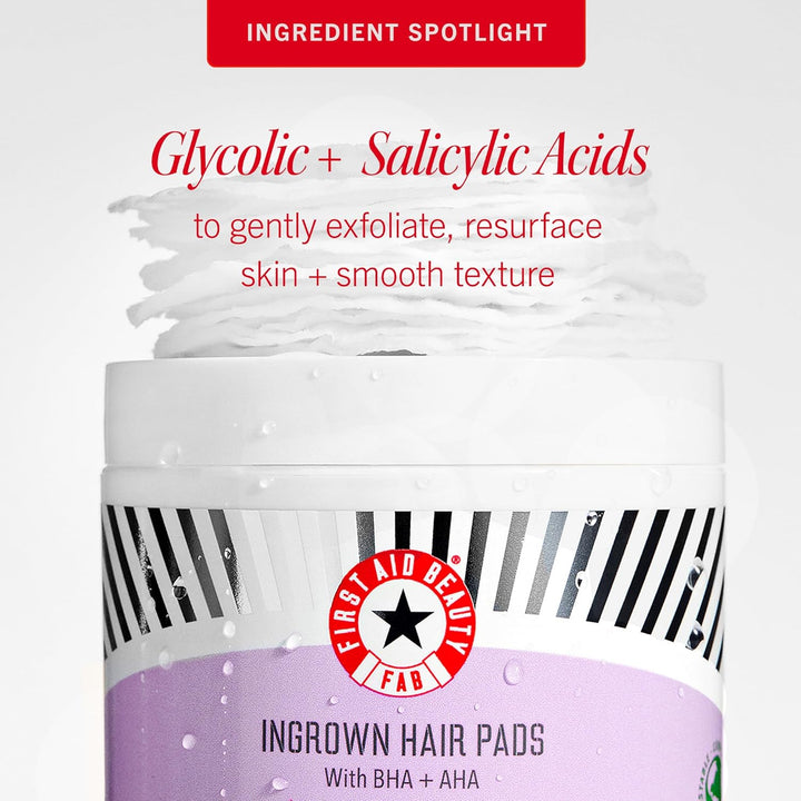 Ingrown Hair Pads with BHA & AHA – Daily Treatment Relieves Razor Burn, Prevents Ingrown Hairs and Soothes Irritation – 28 Pads