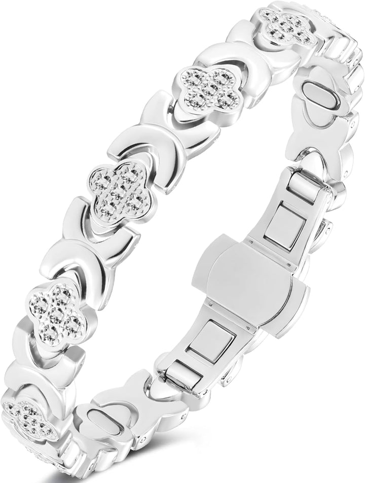 99% Copper Bracelet for Women,Magnetic Bracelet for Women with Lucky Clover Design,Adjustable Length with Sizing Tool in Gift Box