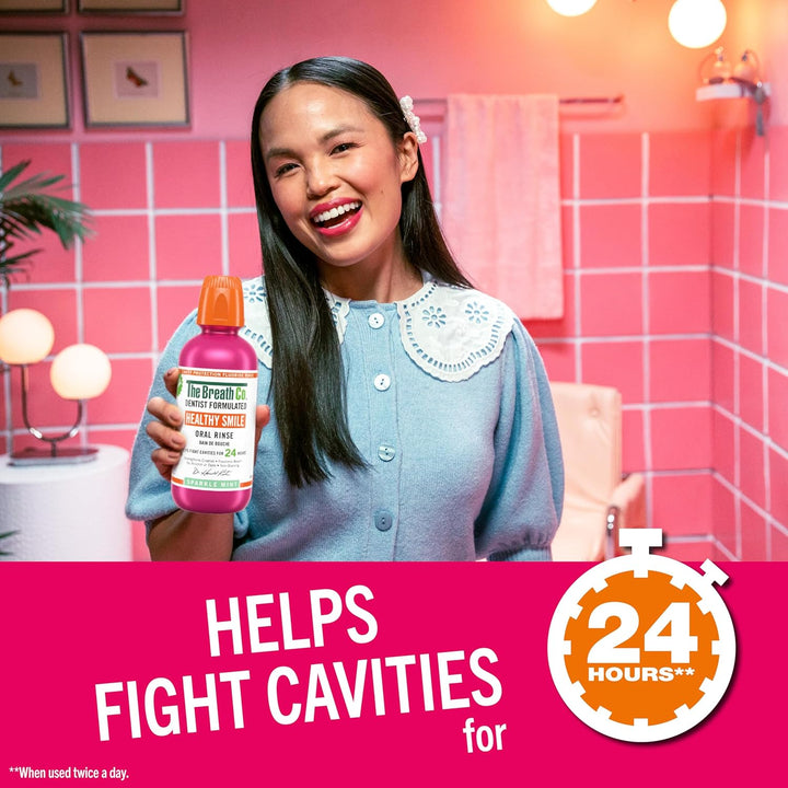 Healthy Smile Mouthwash, Dentist Formulated Oral Rinse for 24 Hours of Cavity Protection with Sodium Fluoride, Strengthens Enamel, Alcohol Free, Non-Burning, 500Ml