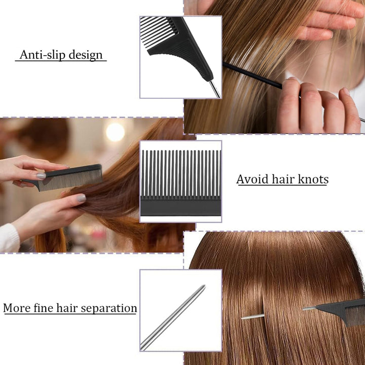 3Pcs Topsy Tail Hair Tool, Hair Braiding Tool French Braid Loop Tool, Rat Tail Comb Fast Hair Styling Accessories (Black)