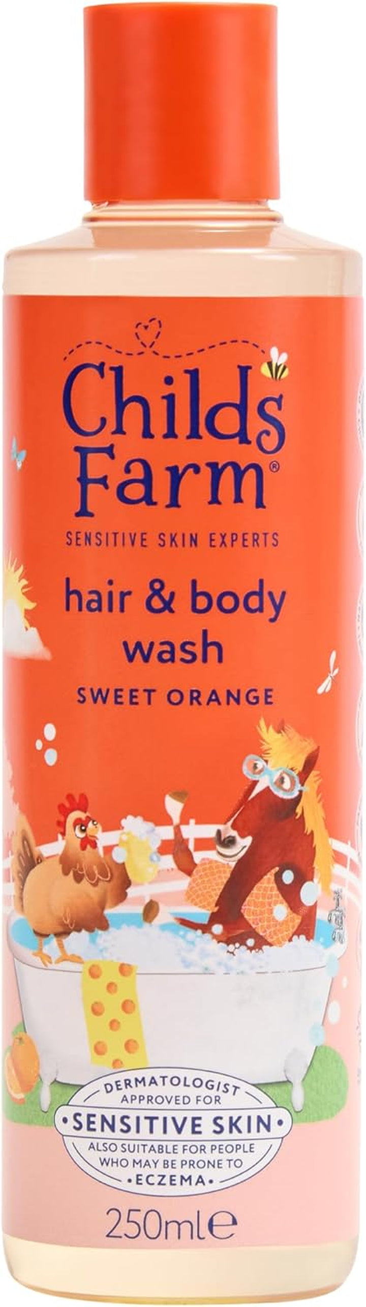 Kids Hair & Body Wash, Sweet Orange | Tear-Free, Gently Cleanses | Suitable for Dry, Sensitive Skin, 250Ml