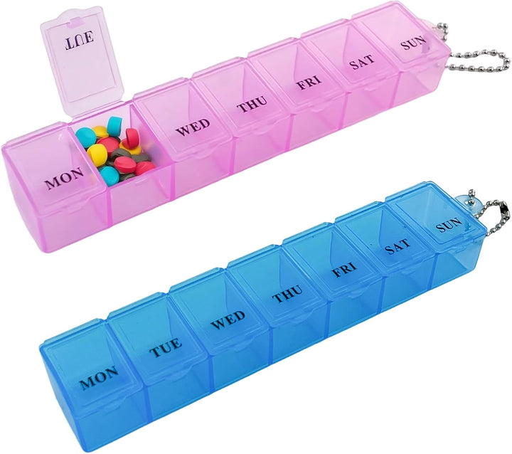 3 Pieces Pill Box Organiser Pill Dispenser Box, 7 Day Pill Box Organiser One Time a Day, Weekly Pill Box Pill Organiser for Medication, Supplements, Vitamins, Cod Liver Oil