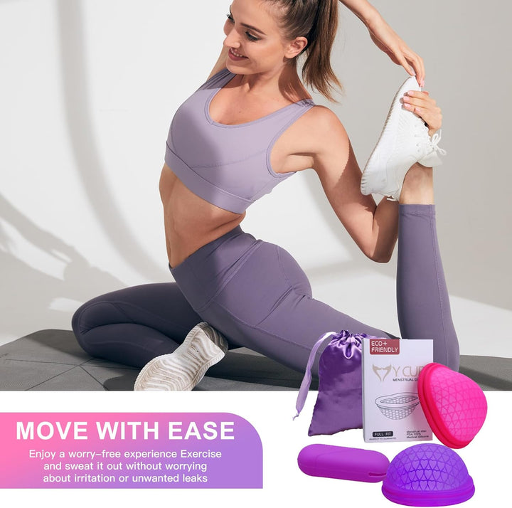 Menstrual Disc, Reusable Period Disc, Medical-Grade Silicone Flat-Fit Cup, Soft & Comfortable Menstrual Pad Alternatives for Women (S+L)