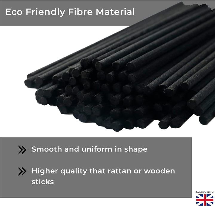 120 Black Fibre Reed Diffuser Sticks - 20Cm X 4Mm - Thick Diffuser Reeds