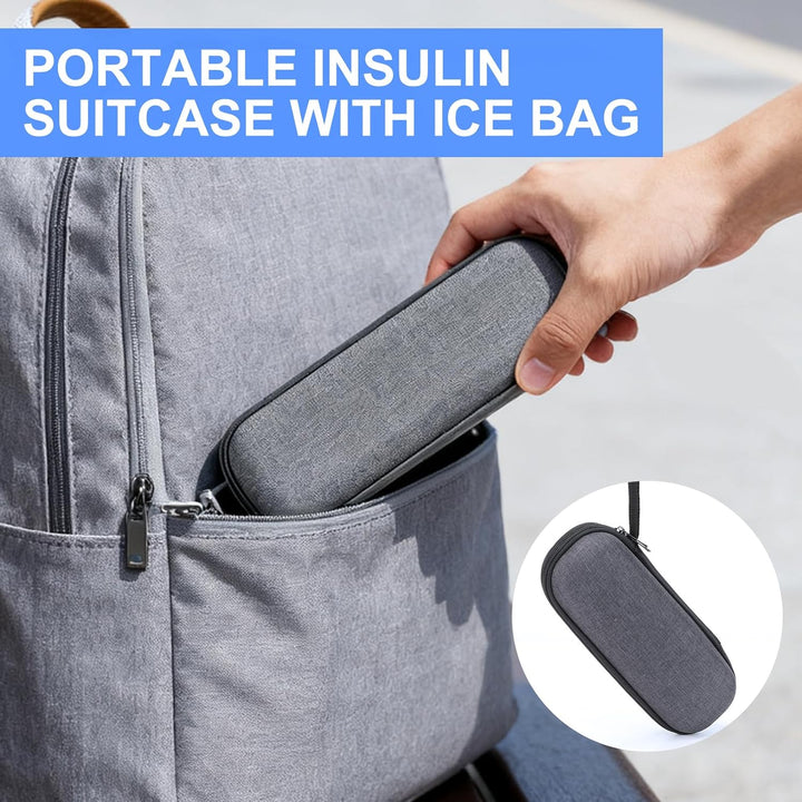 Insulin Pen Travel Case with 2 Ice Packs – Portable Diabetic Medication Cooler Bag, Oxford Fabric, Water-Resistant Shockproof Organizer for Insulin Pens, Vials and Medical Supplies