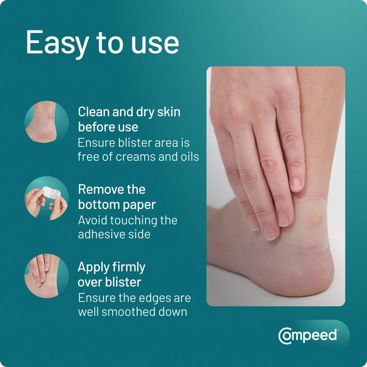 Blister Plasters Medium Size 5 Pack - Hydrocolloid Foot Treatment - Heal Fast