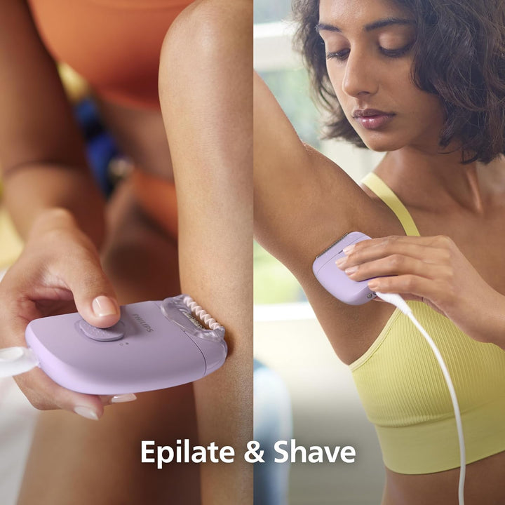 Epilator Series 2000, Corded Epilator for Body and Sensitive Areas, Epilate and Shave, Hair Removal Device for Women, Model BRE237/00