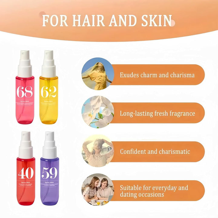 Brazilian Body Spray for Women,Long-Lasting Hair & Body Mist, 4Pcs 40Ml Mini Perfume Gift Set,Fruity Floral Vanilla Fragrance,Moisturizing Travel Size Spray for Women/Girls,Ladies Perfume Set