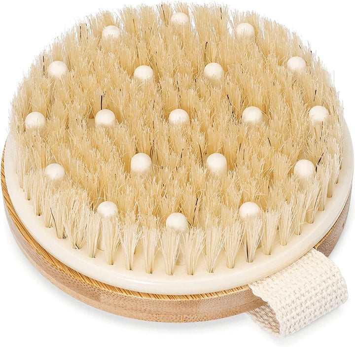 Dry Brushing Body Brush - Best for Exfoliating Dry Skin, Lymphatic Drainage and Cellulite Treatment - Organic Spa Exfoliation and Massage Scrub Brush with Natural Boar Bristles